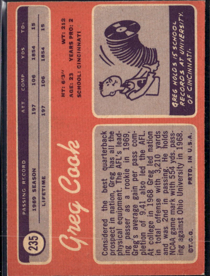 1970 Topps Greg Cook #235