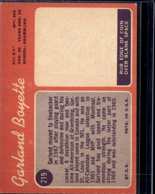 1970 Topps Garland Boyette #219