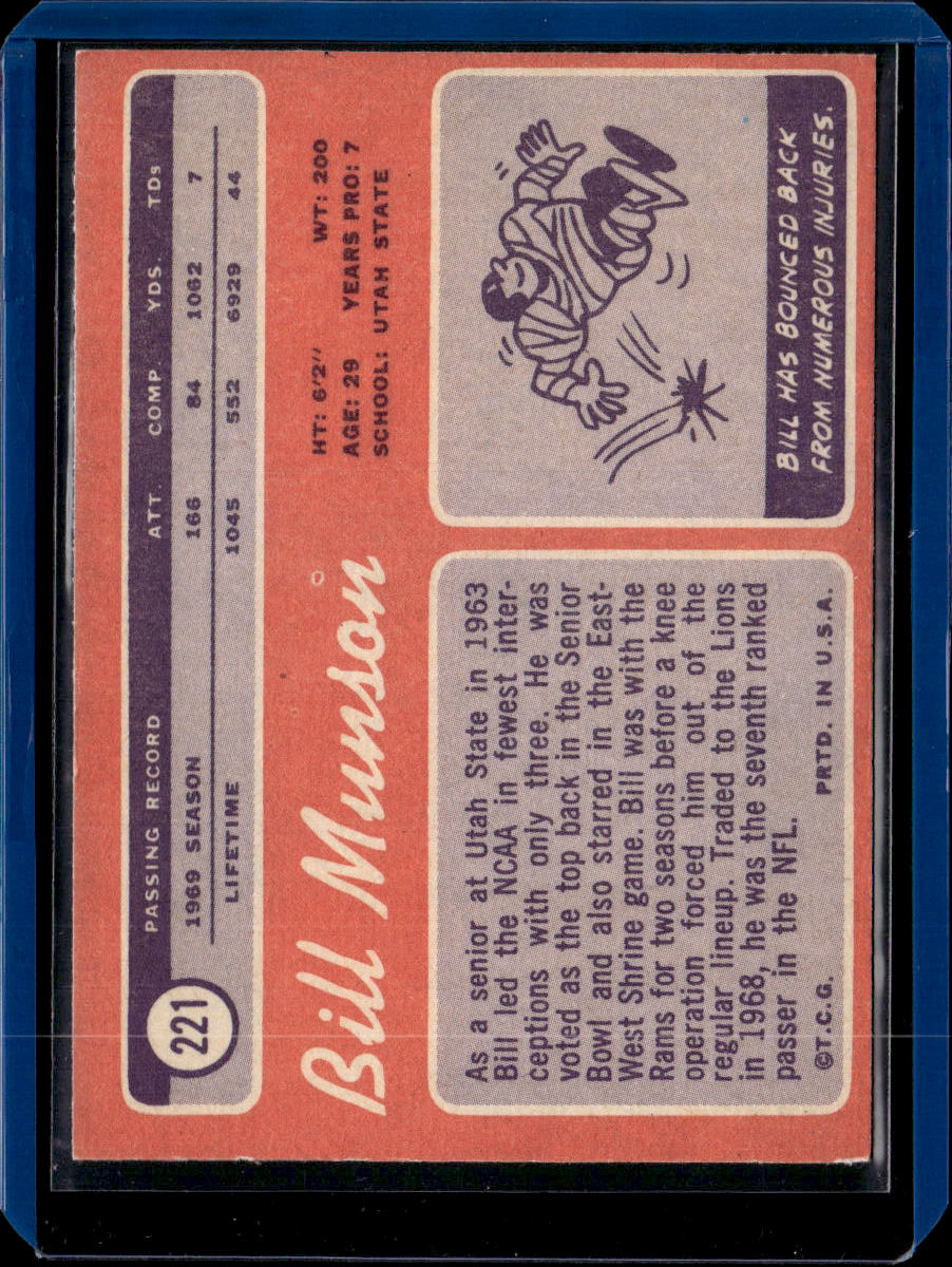 1970 Topps Bill Munson #221