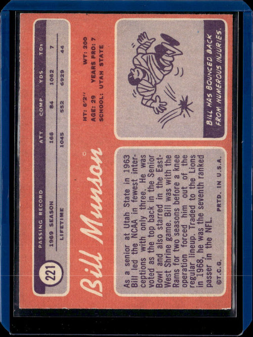 1970 Topps Bill Munson #221