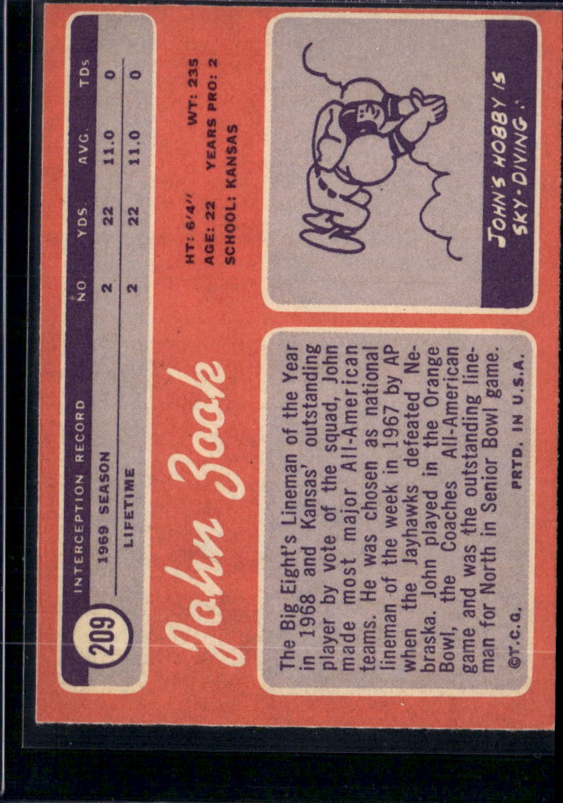 1970 Topps John Zook #209