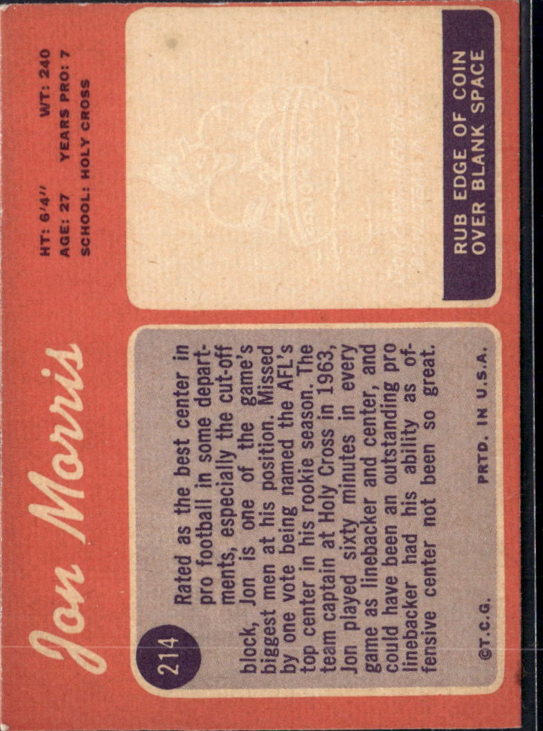 1970 Topps Jon Morris #214