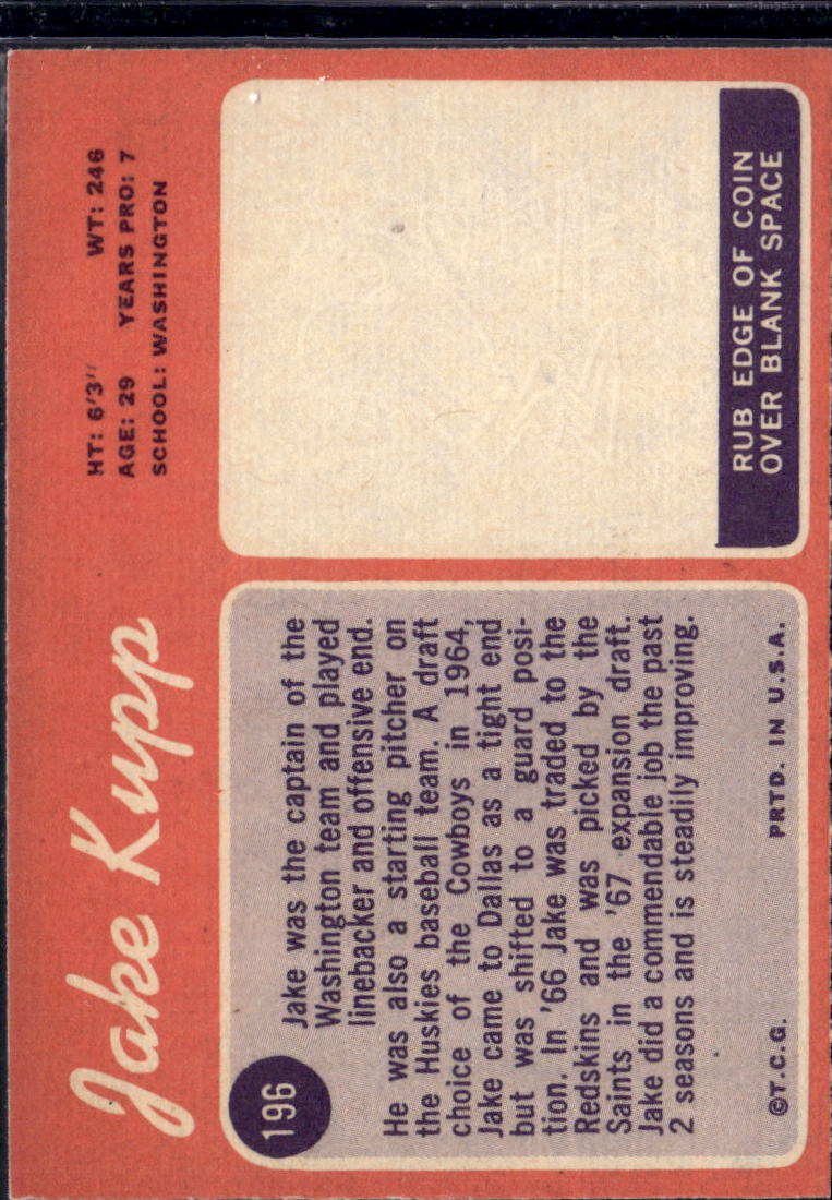 1970 Topps Jake Kupp #196