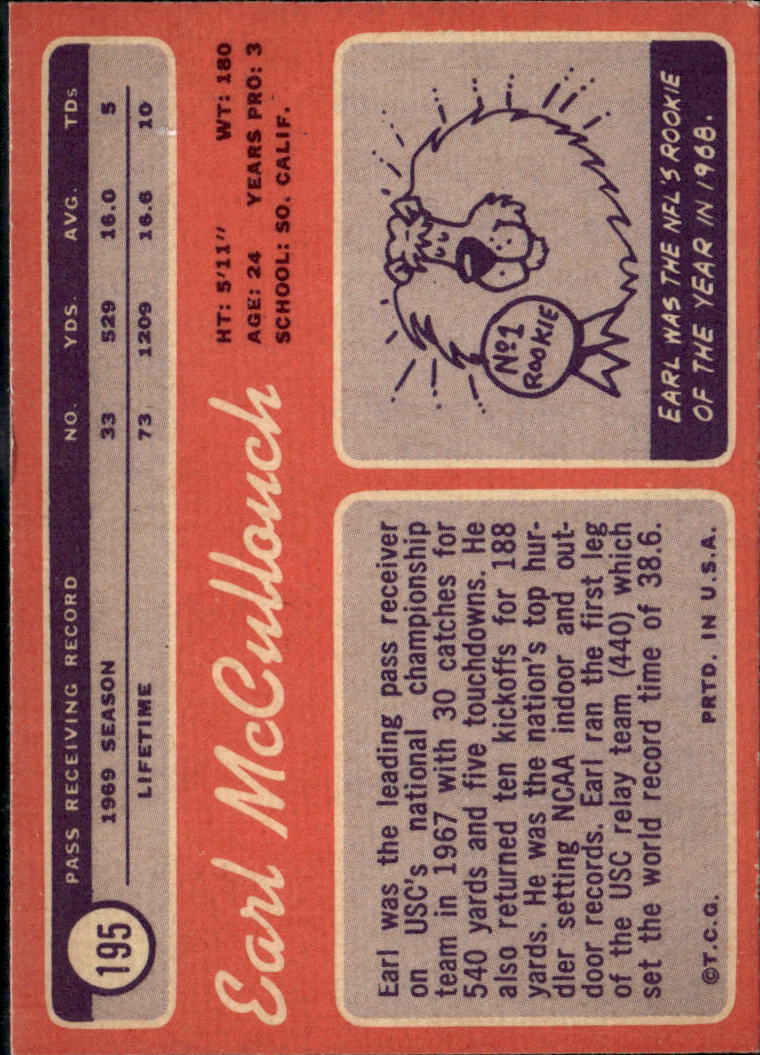 1970 Topps Earl McCullouch #195