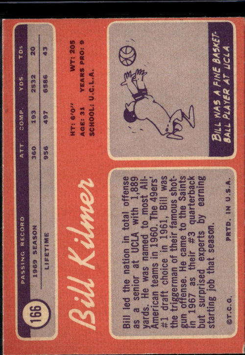 1970 Topps Bill Kilmer #166