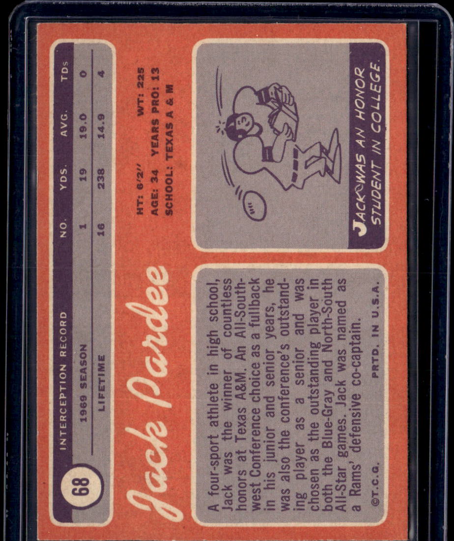 1970 Topps Jack Pardee #68