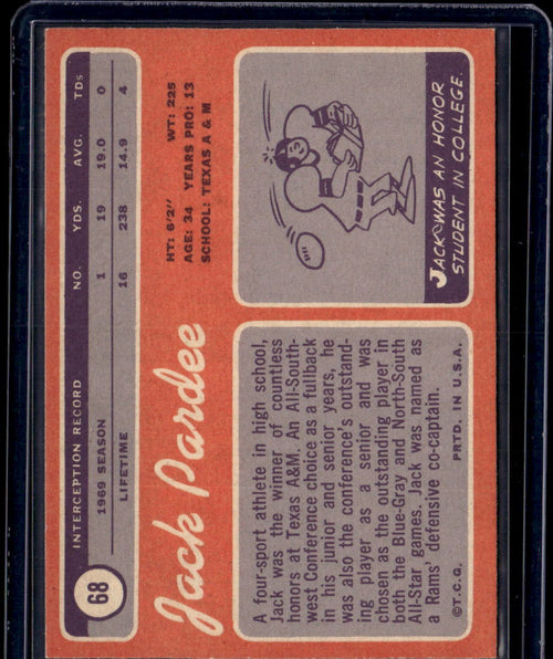 1970 Topps Jack Pardee #68