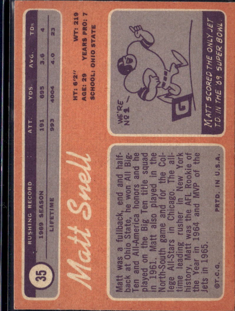 1970 Topps Matt Snell #35