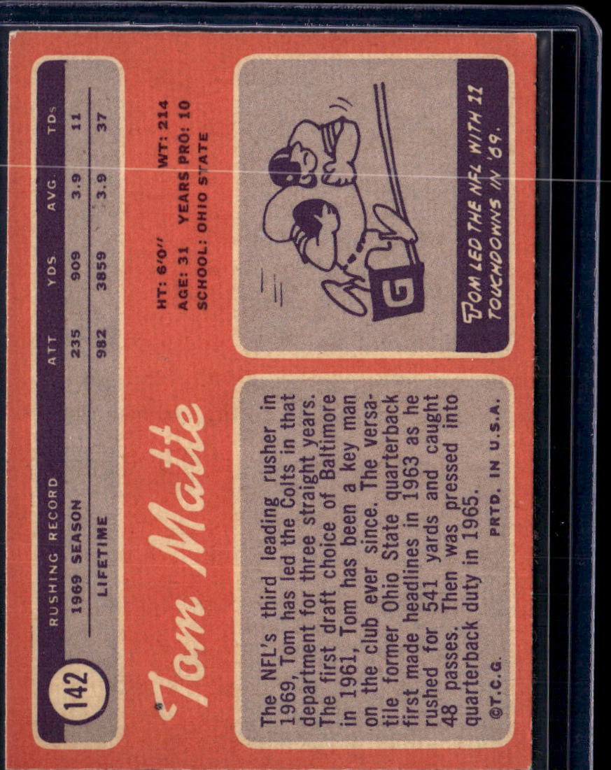 1970 Topps Tom Matte #142