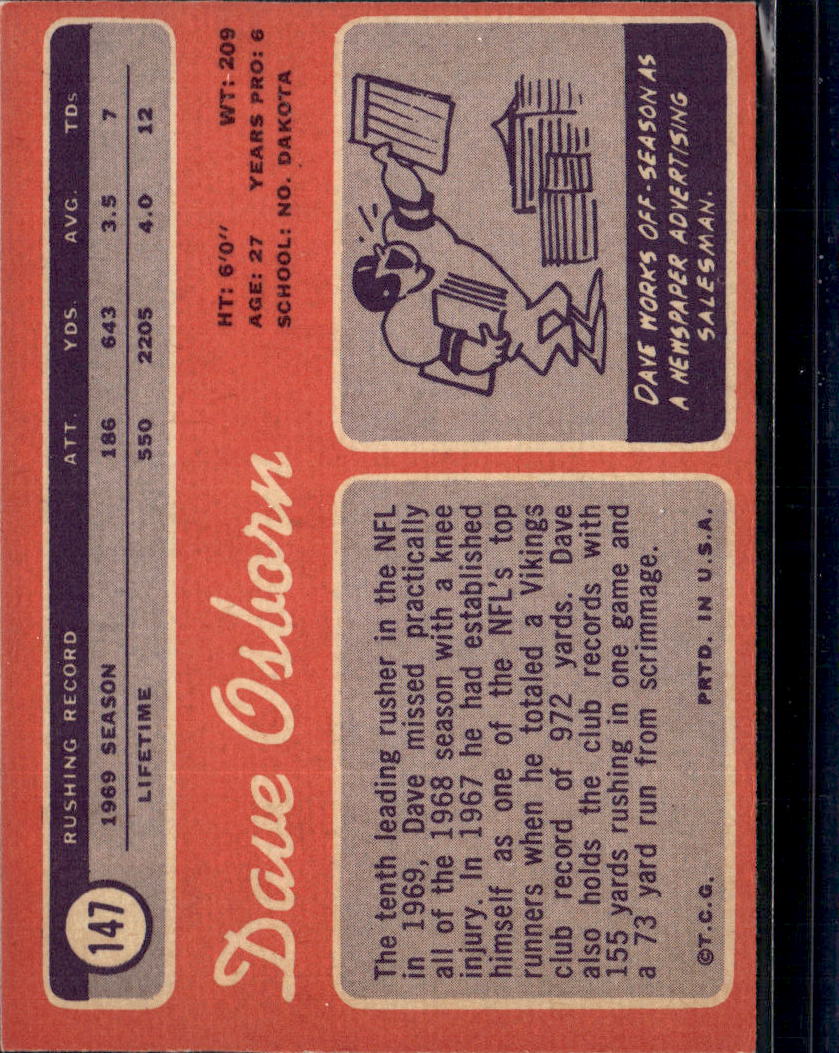 1970 Topps Dave Osborn #147