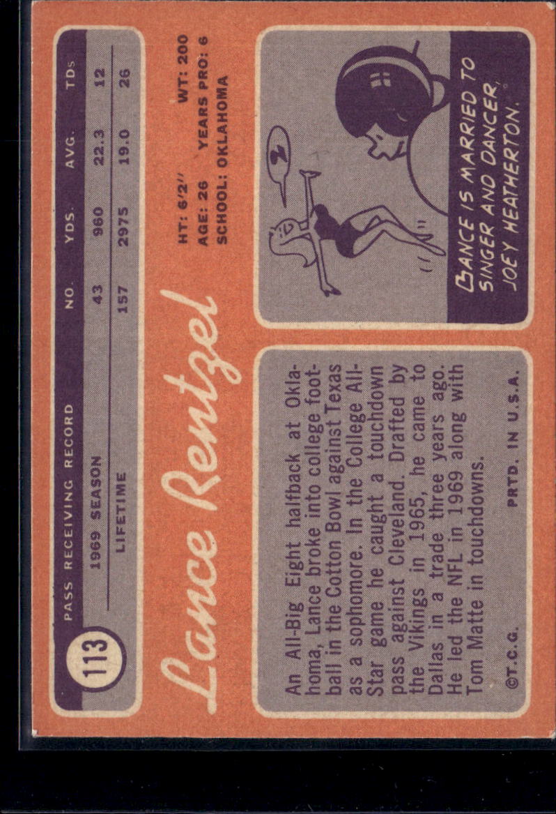 1970 Topps Lance Rentzel #113