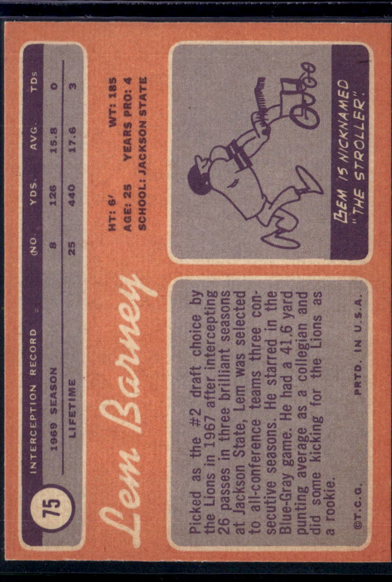 1970 Topps Lem Barney #75