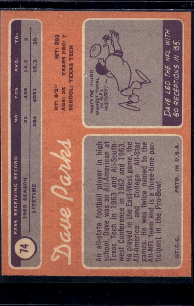 1970 Topps Dave Parks #74