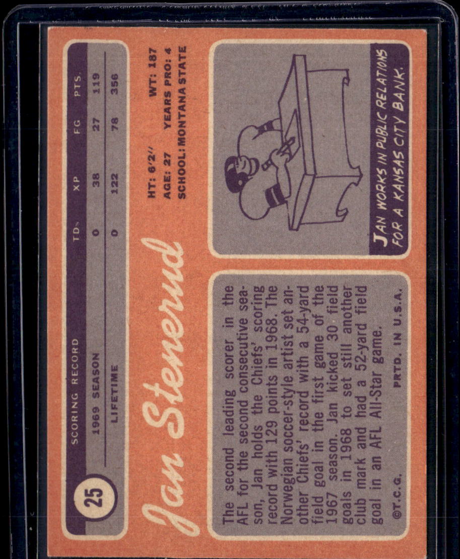 1970 Topps Jan Stenerud #25