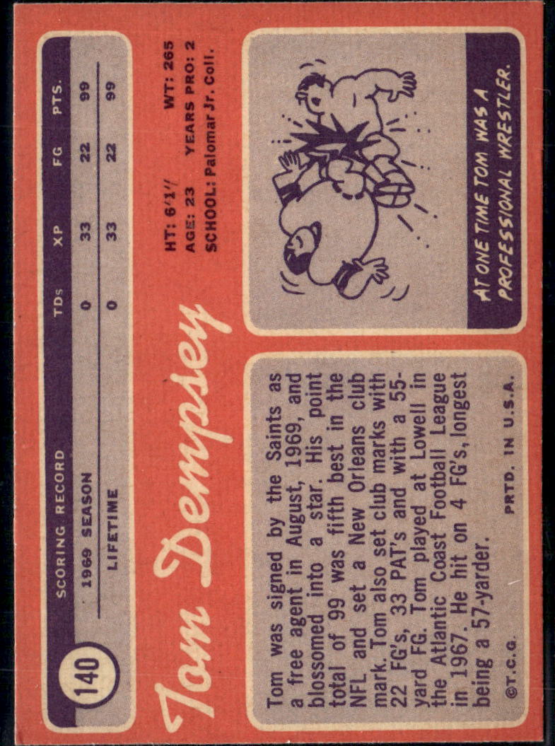1970 Topps Tom Dempsey #140