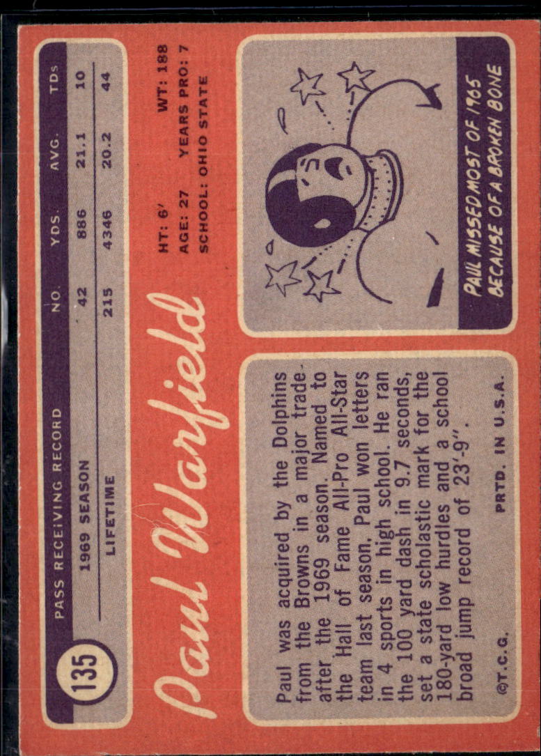 1970 Topps Paul Warfield #135