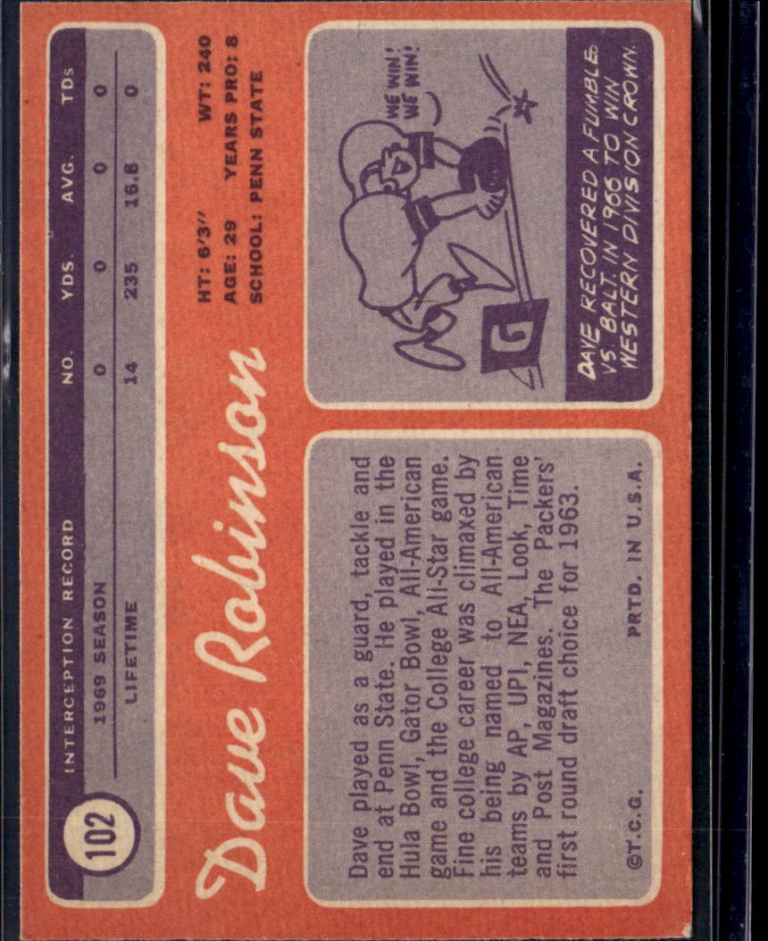 1970 Topps Dave Robinson #102