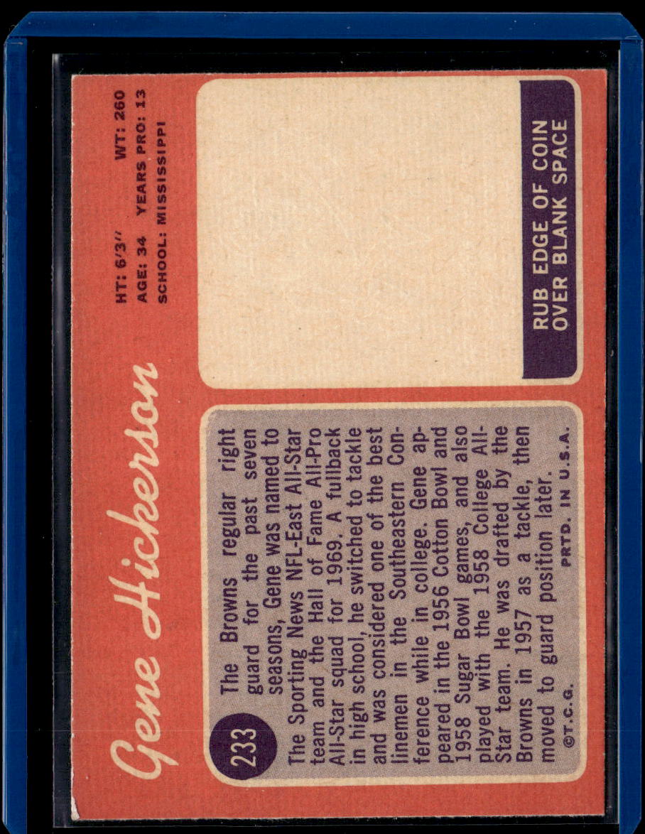 1970 Topps Gene Hickerson #233