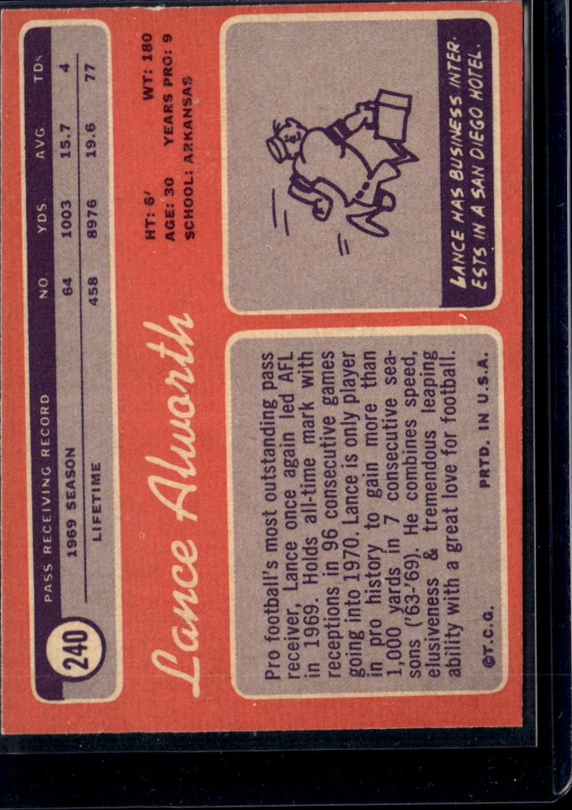 1970 Topps Lance Alworth #240