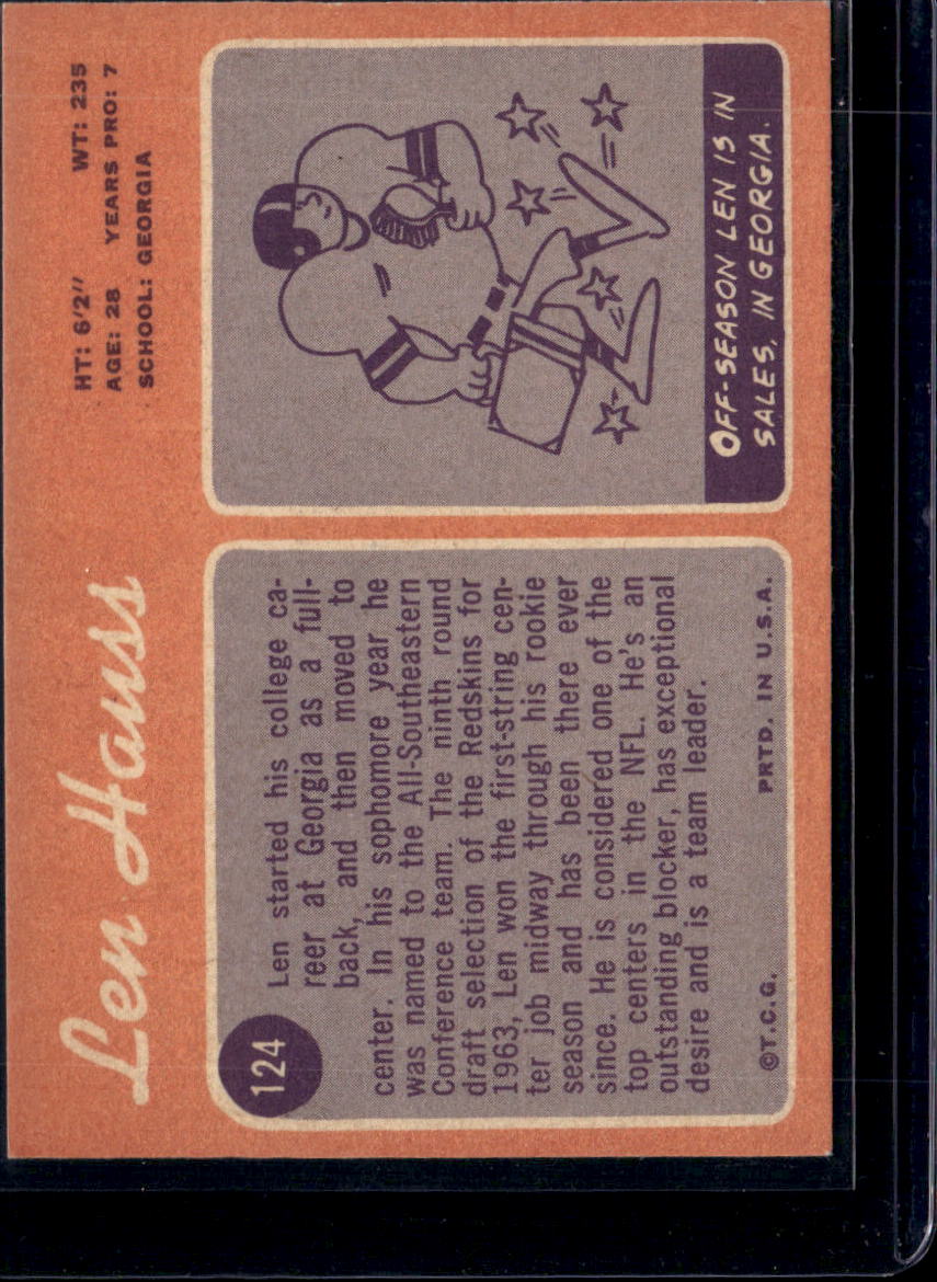 1970 Topps Len Hauss #124