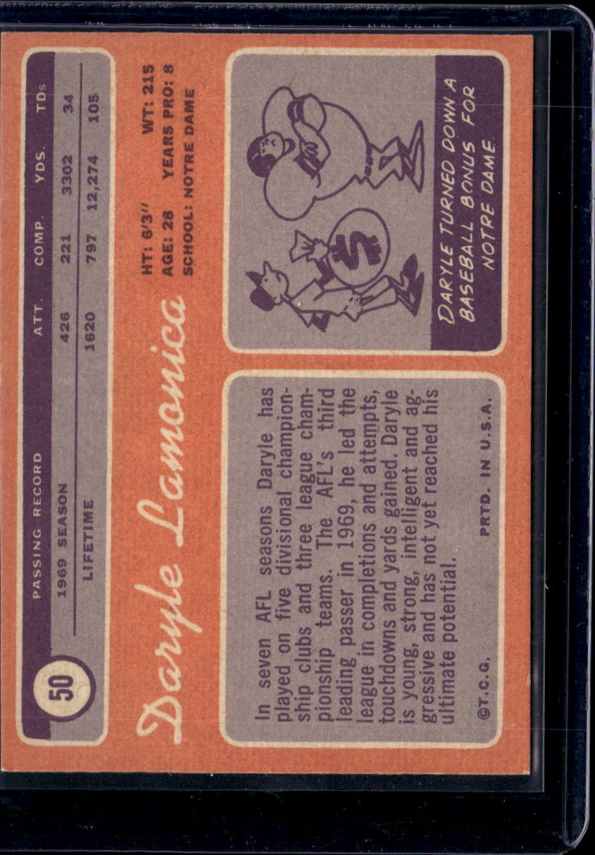 1970 Topps Daryle Lamonica #50