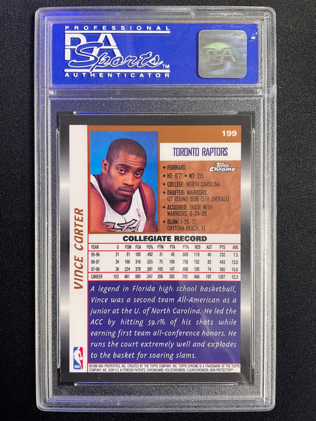 1998 Topps Chrome Vince Carter #199 PSA 9