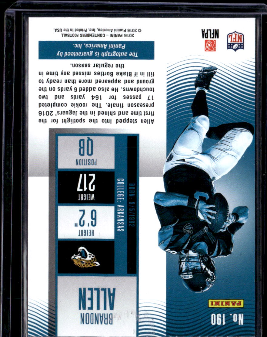 2016 Panini Contenders Football Brandon Allen #190 RC