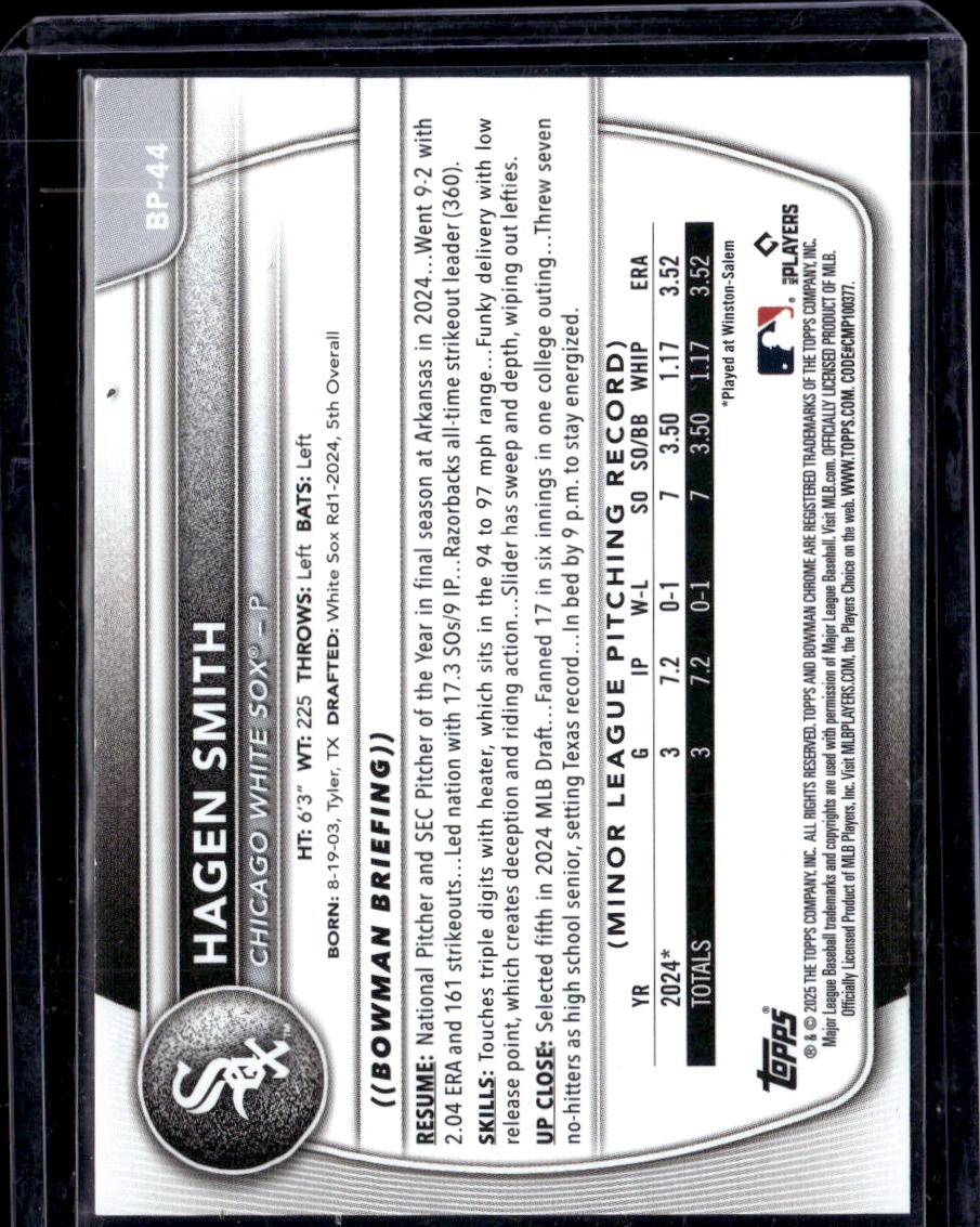 2025 Bowman Hagen Smith #BP-44 Pink /175