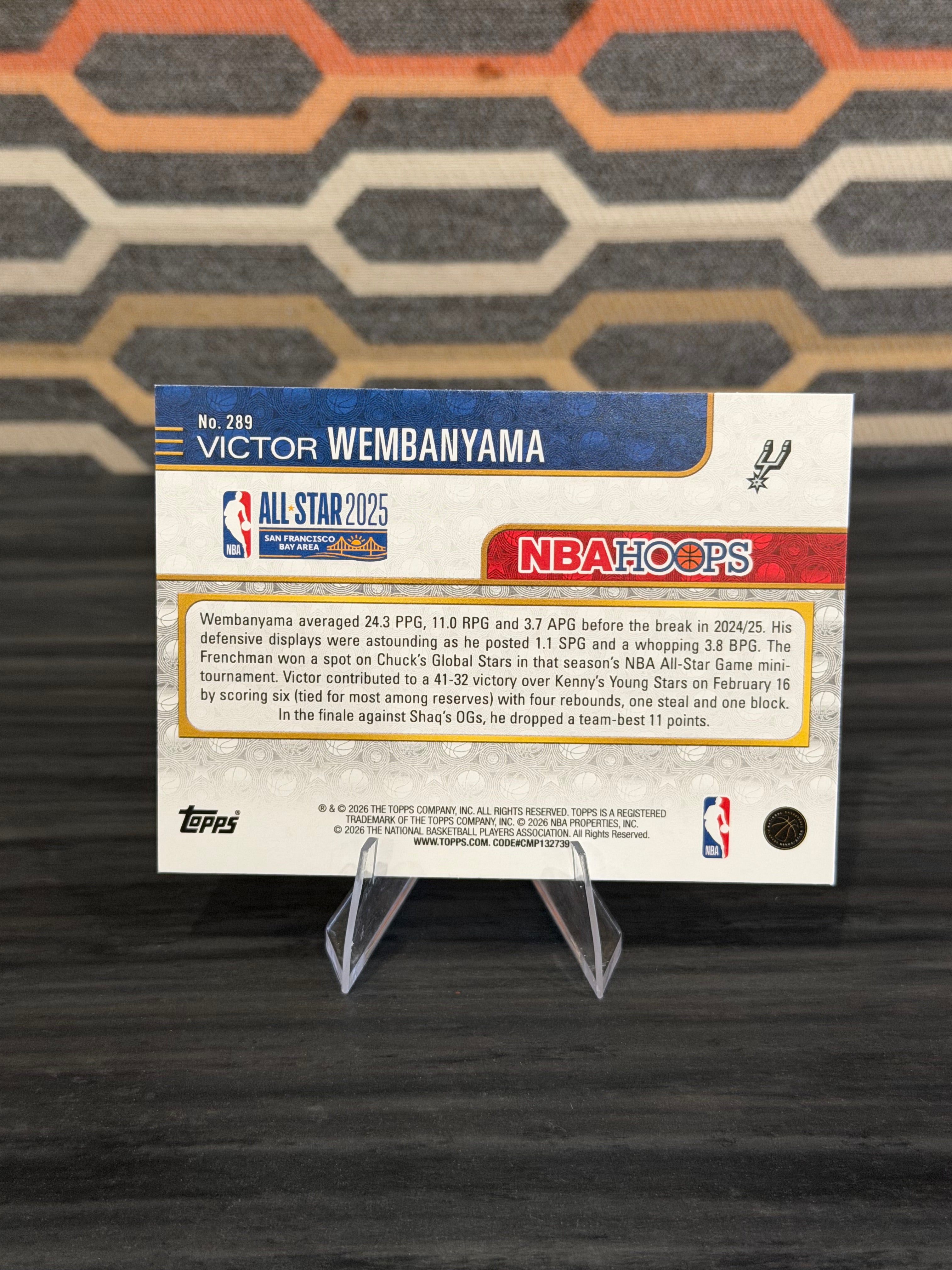 2024 Topps NBA Hoops Victor Wembanyama #289 Blue Prizm /199
