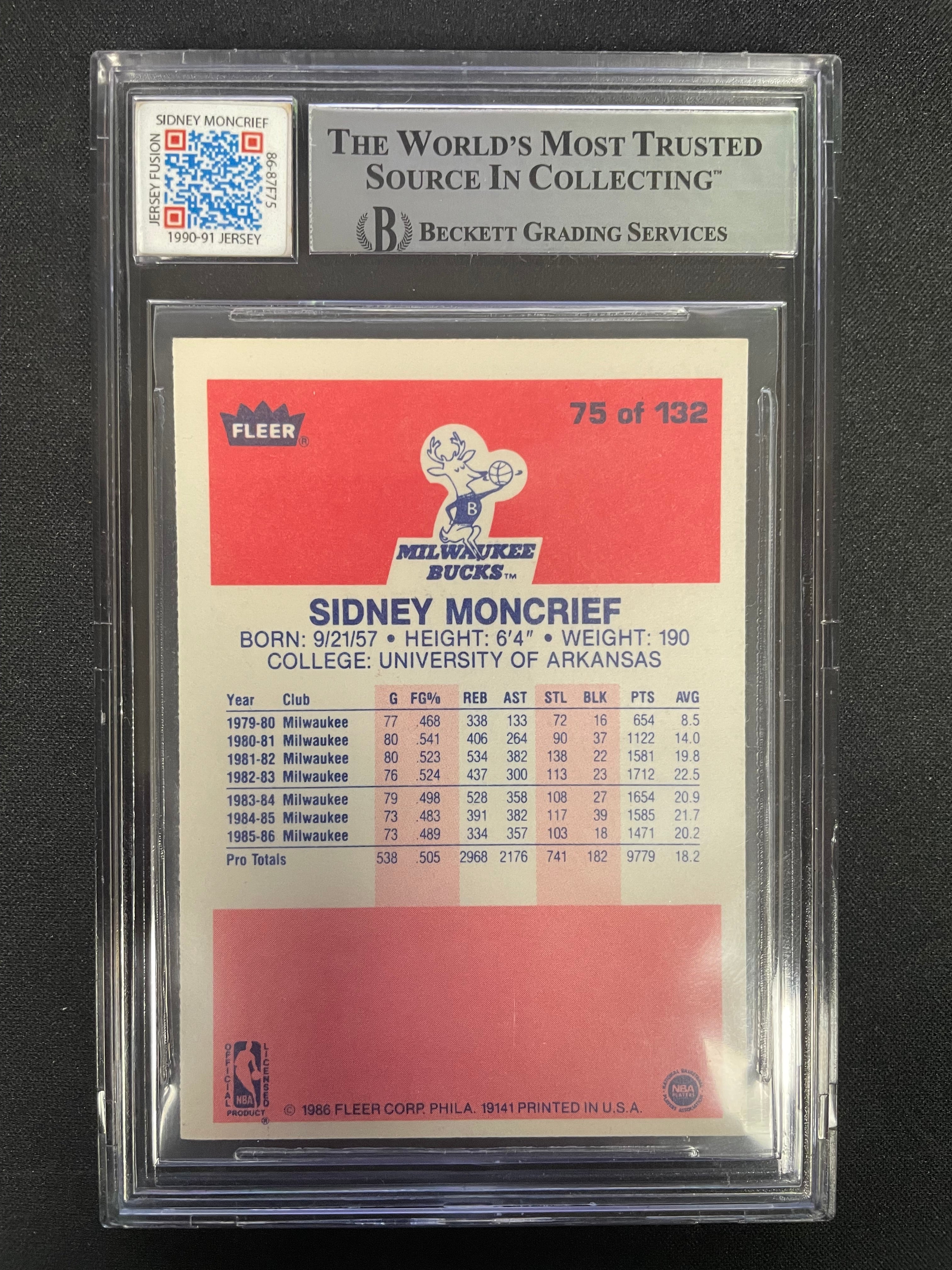 1986 Fleer Sidney Moncrief #75 BGS 9 AUTO/PATCH