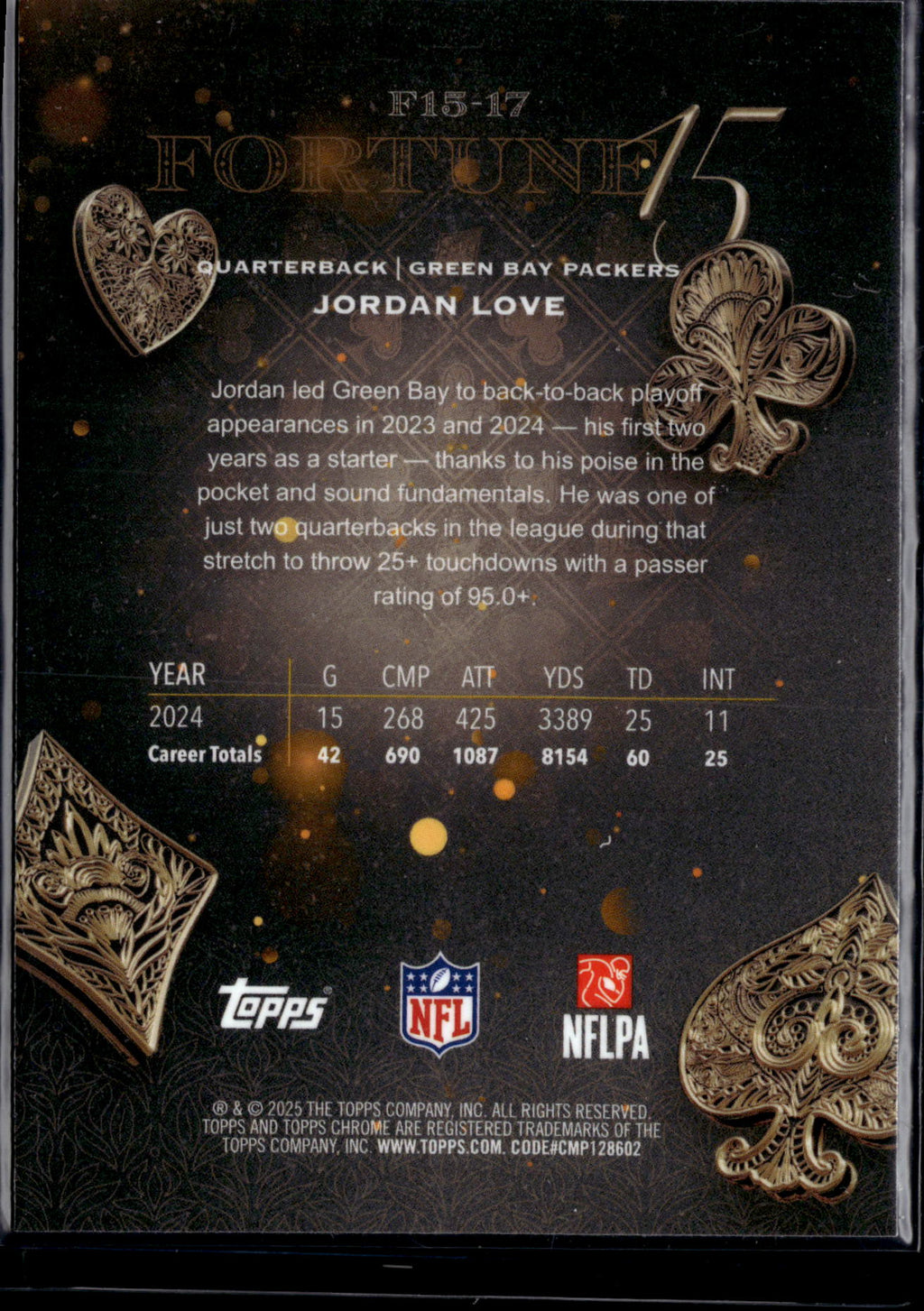 2025 Topps Chrome Football Jordan Love #F15-17