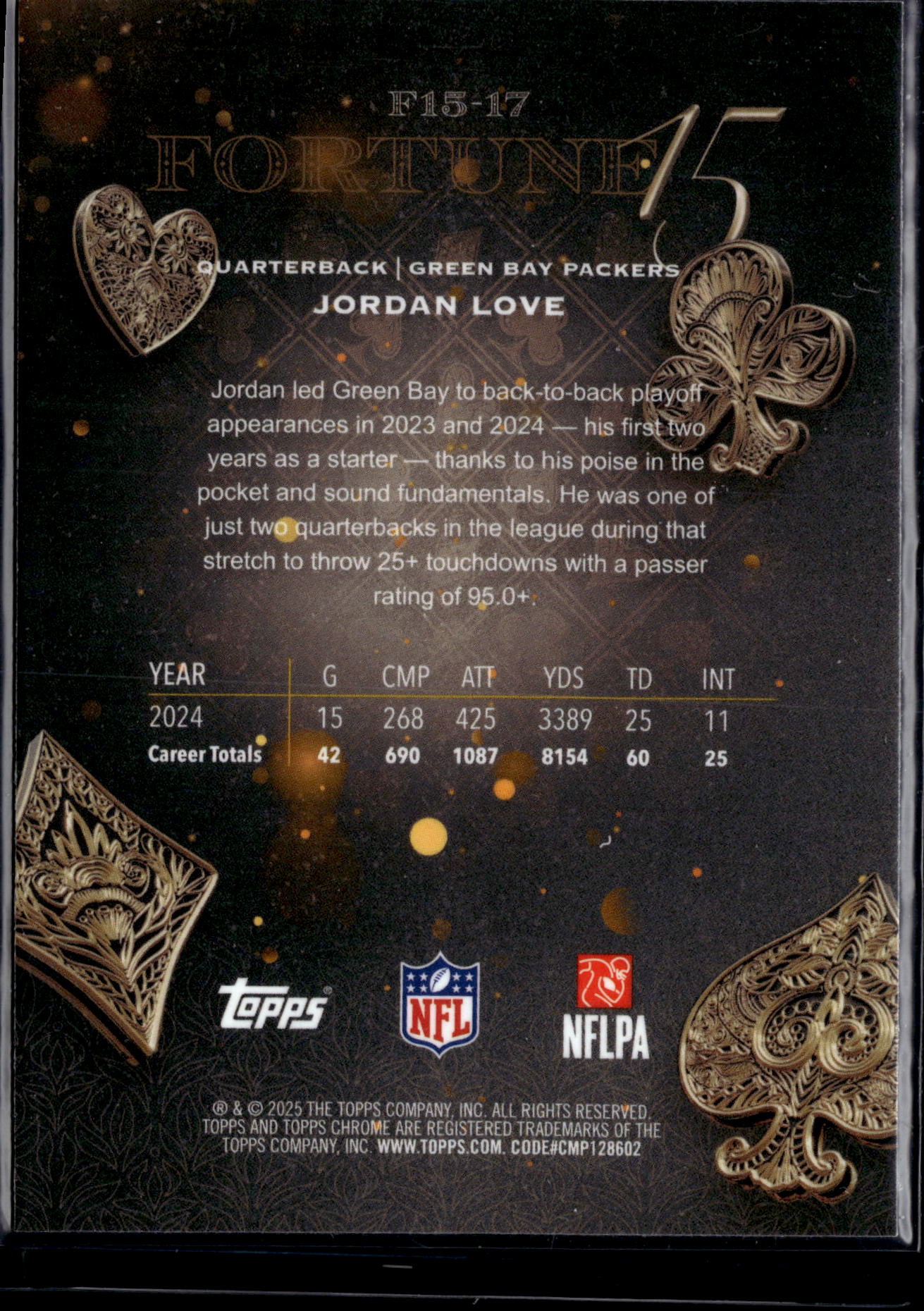 2025 Topps Chrome Football Jordan Love #F15-17