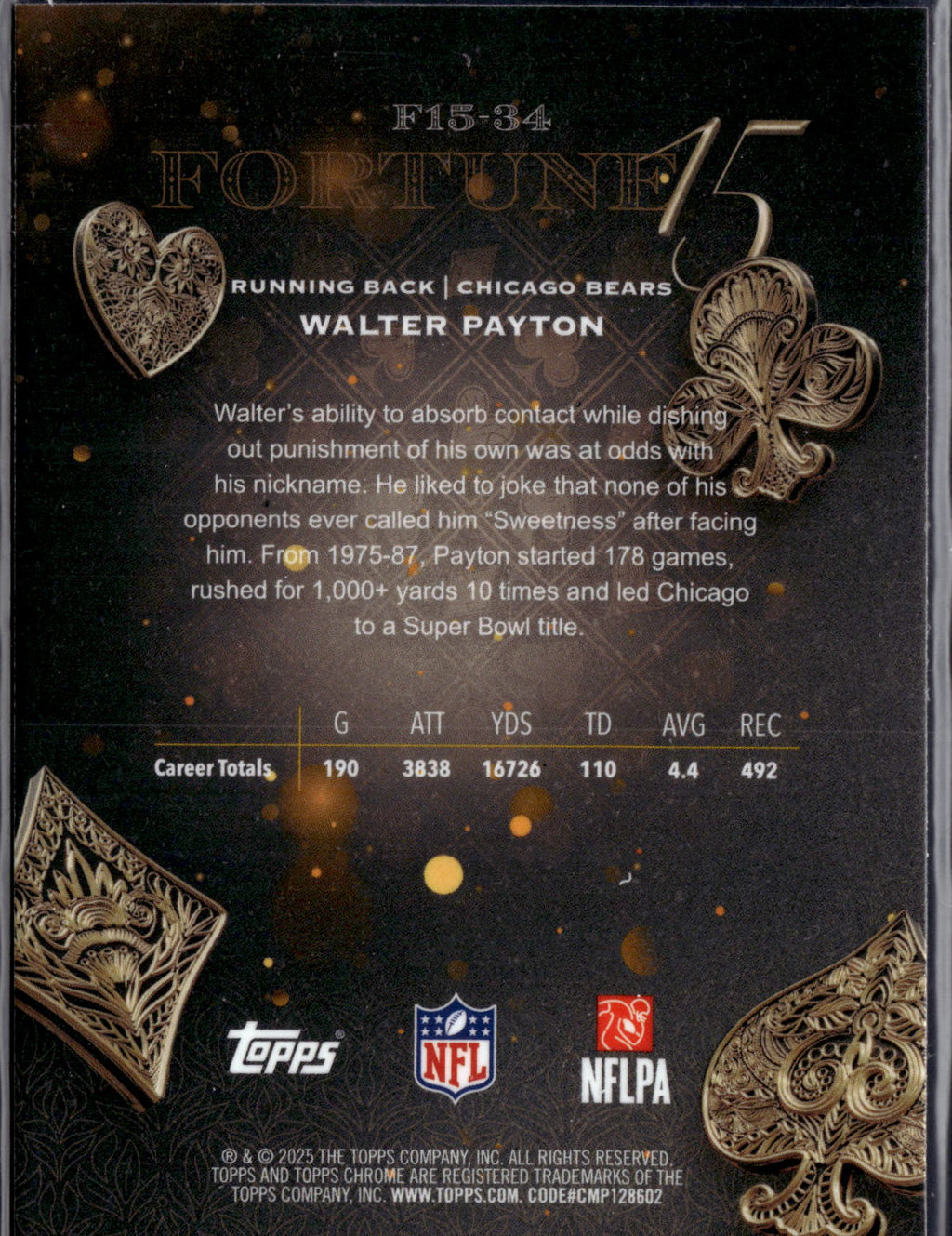 2025 Topps Chrome Football Walter Payton #F15-34