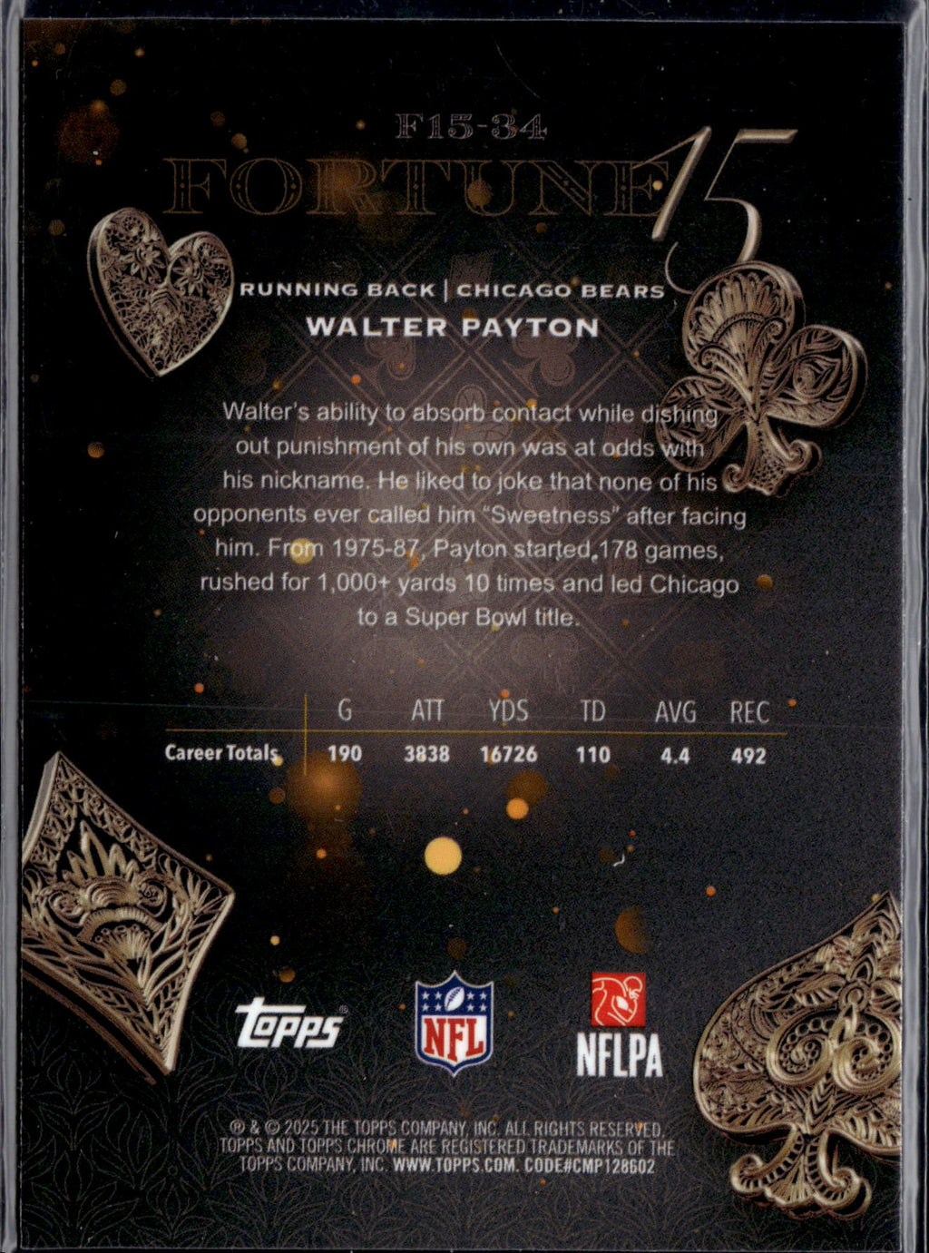 2025 Topps Chrome Football Walter Payton #F15-34
