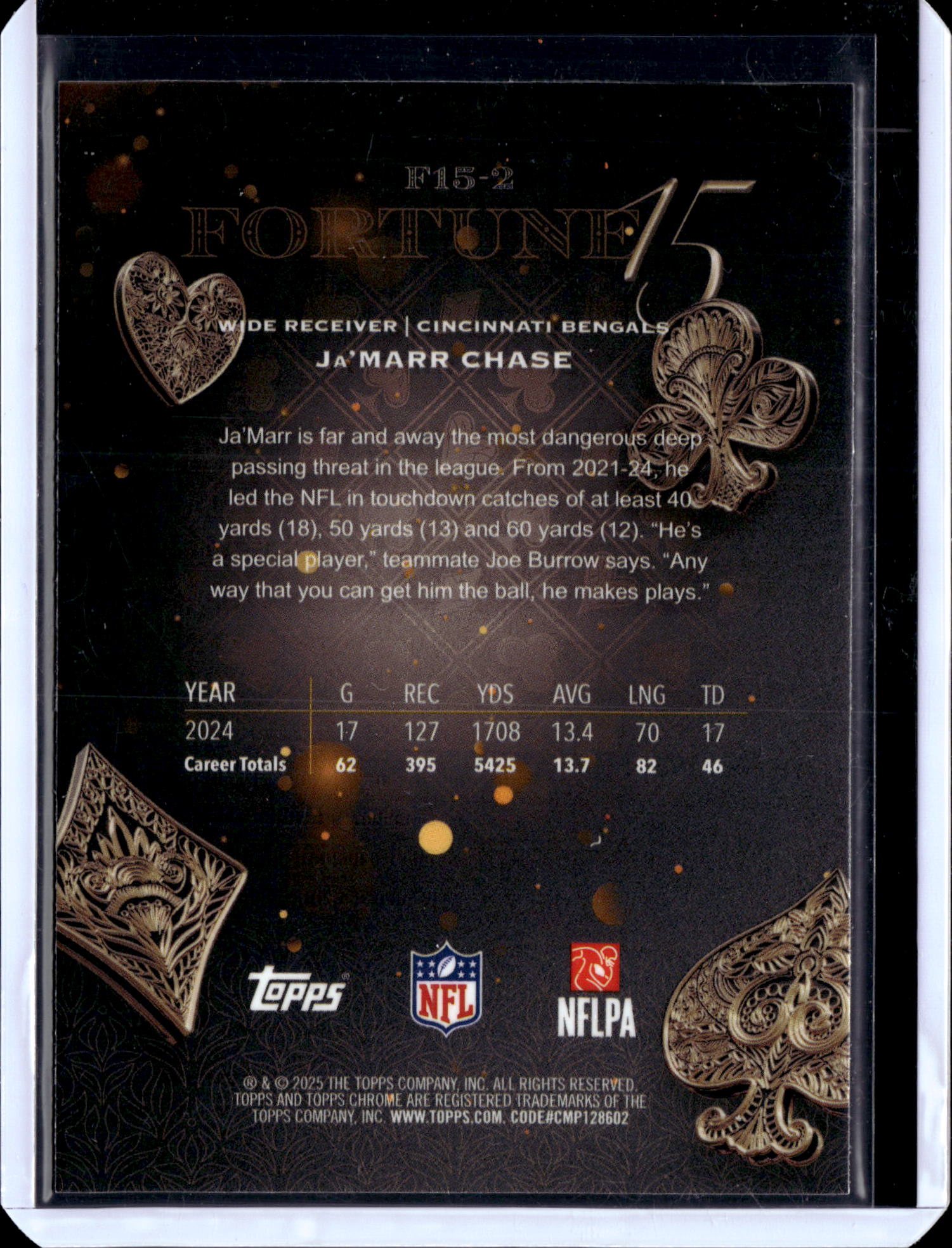 2025 Topps Chrome Football Ja'Marr Chase #F15-2