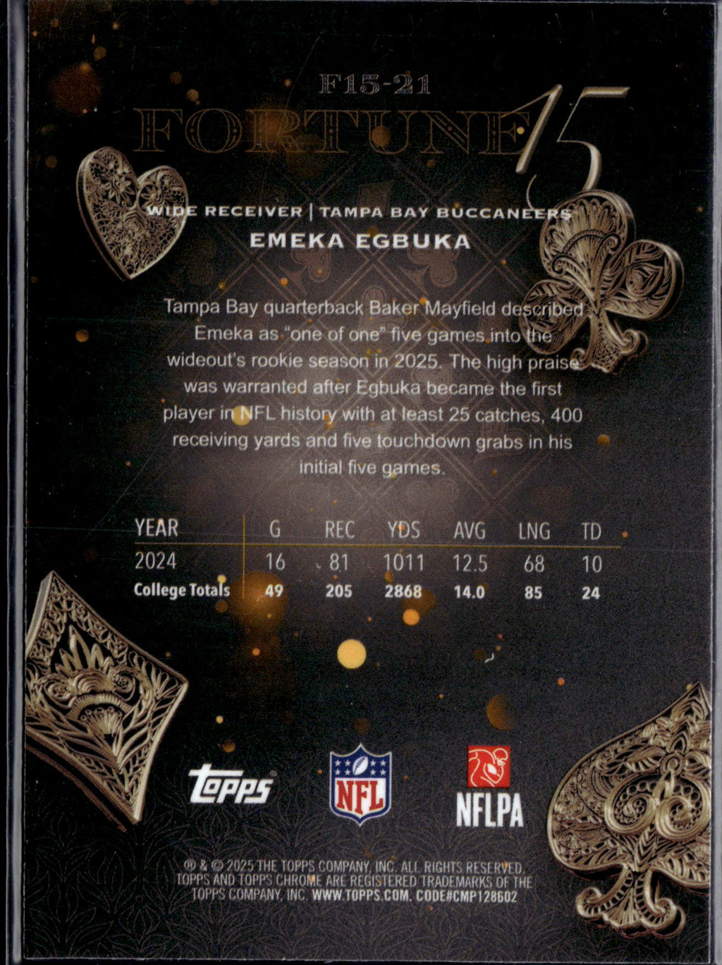 2025 Topps Chrome Football Emeka Egbuka #F15-21 RC