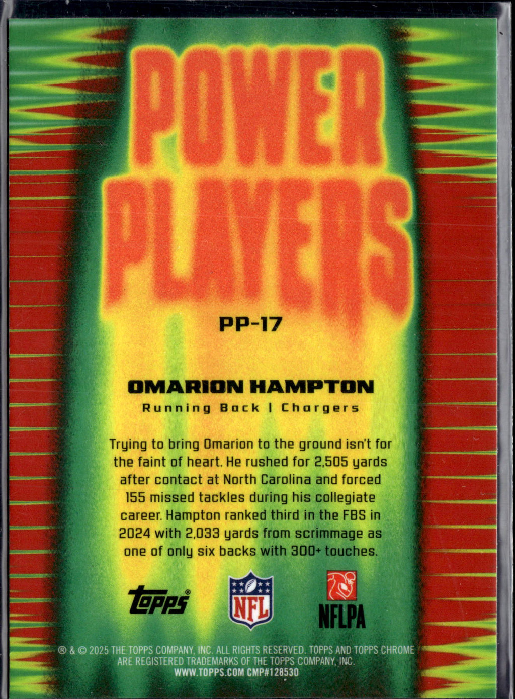2025 Topps Chrome Football Omarion Hampton #PP-17