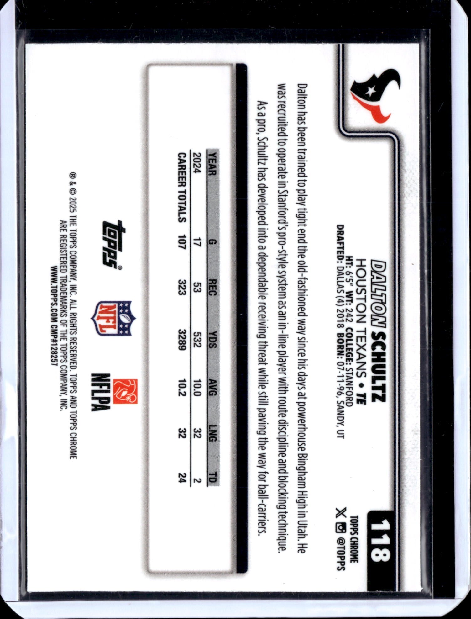 2024 2025 Topps Chrome Football Dalton Schultz #118 RayWave