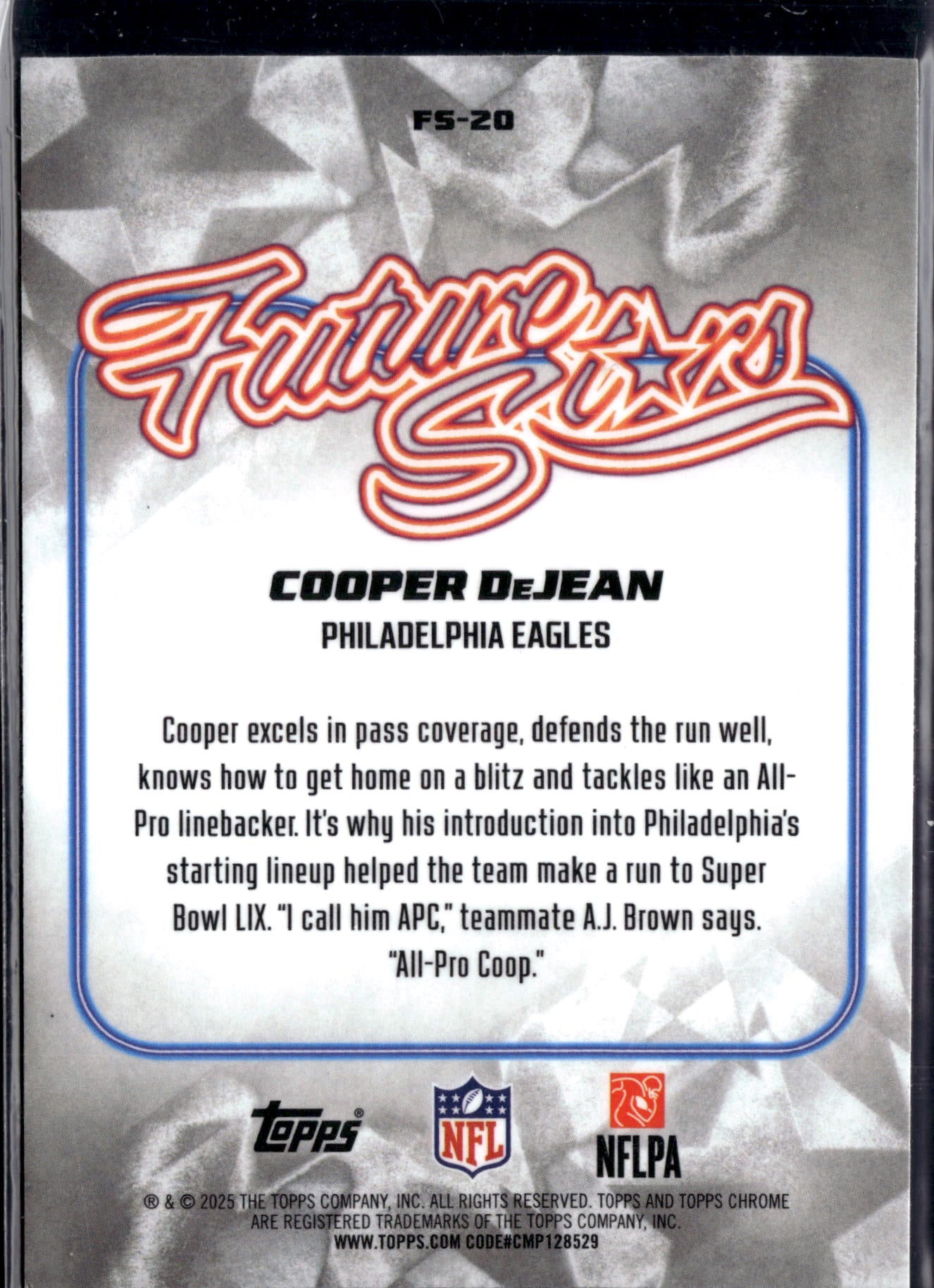 2025 Topps Chrome Football Cooper DeJean #FS-20