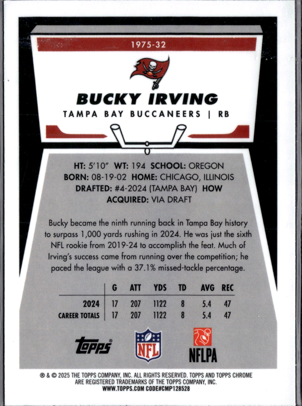 2025 Topps Chrome Football Bucky Irving #1975-32