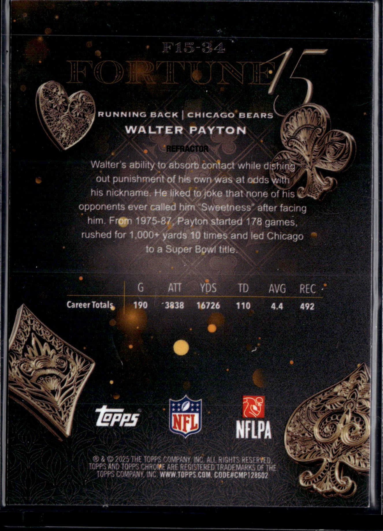 2025 Topps Chrome Football Walter Payton #F15-34 Refractor