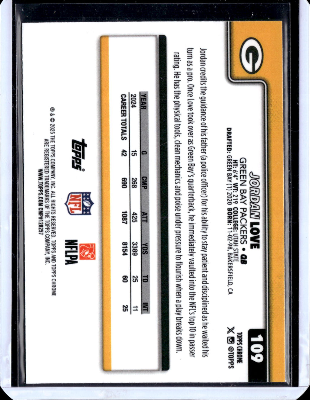 2025 Topps Chrome Football Jordan Love #109