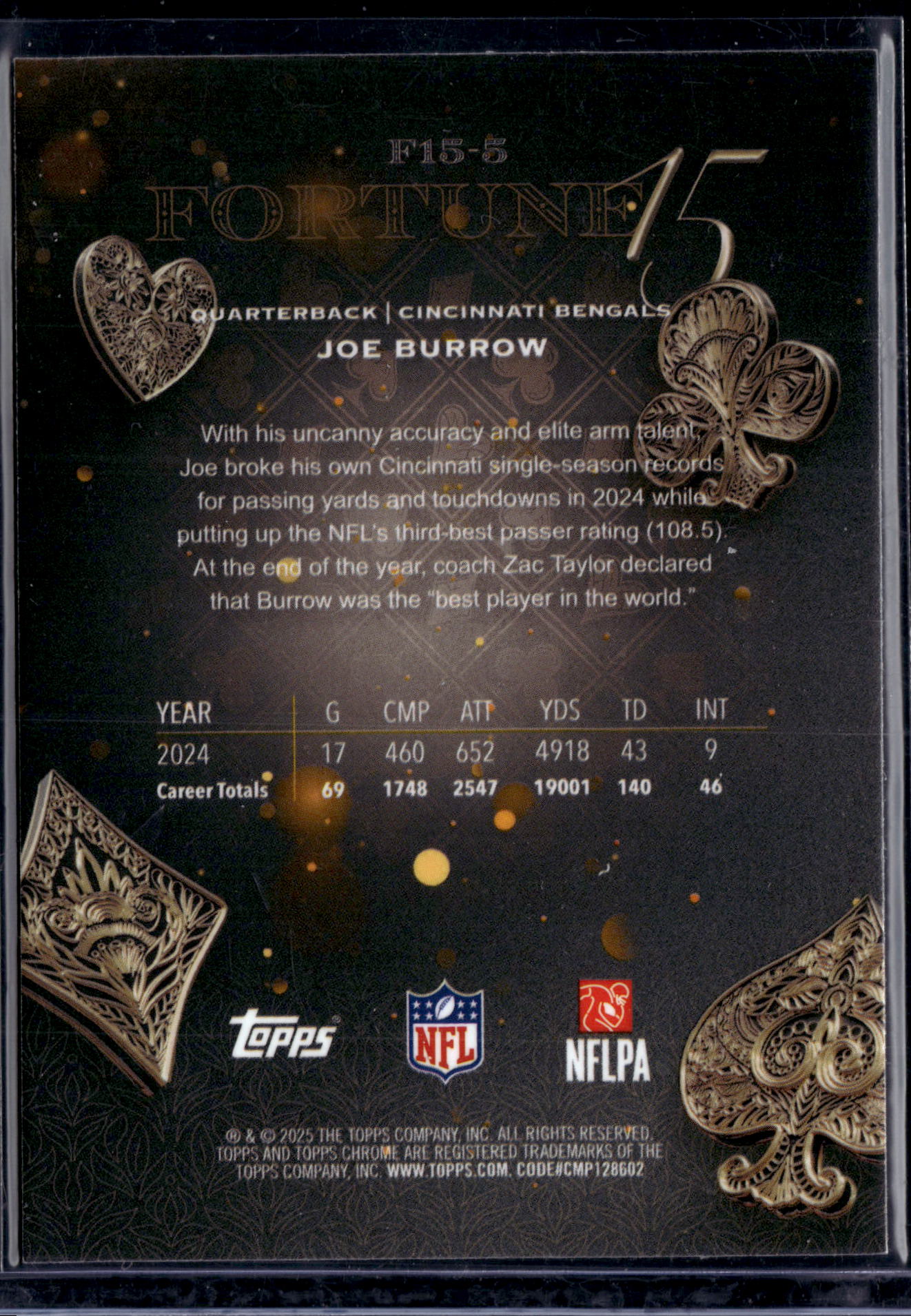 2025 Topps Chrome Football Joe Burrow #F15-5