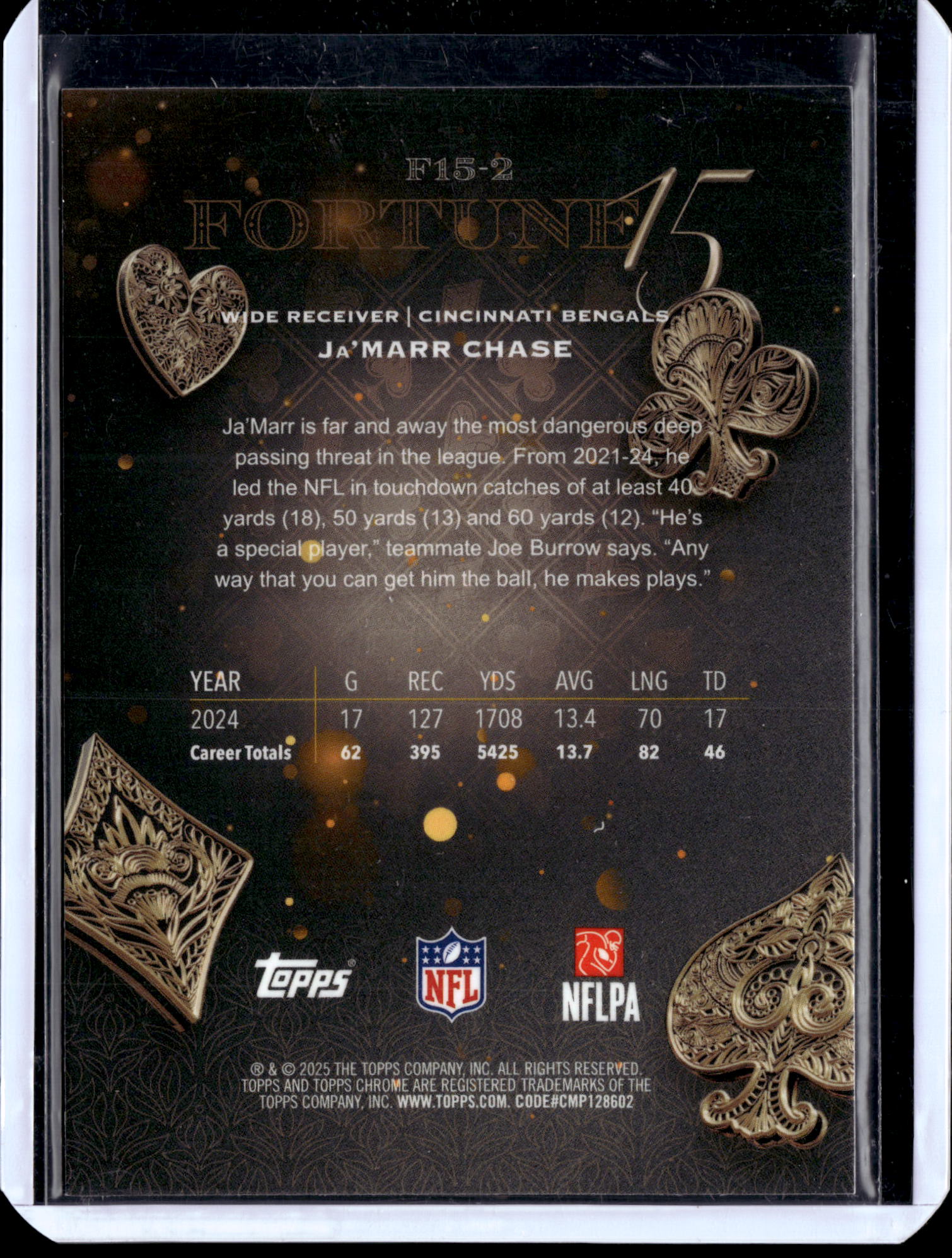 2025 Topps Chrome Football Ja'Marr Chase #F15-2