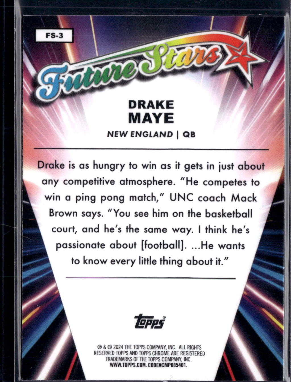 2024 2025 Topps Chrome Football Drake Maye #FS-3 RC