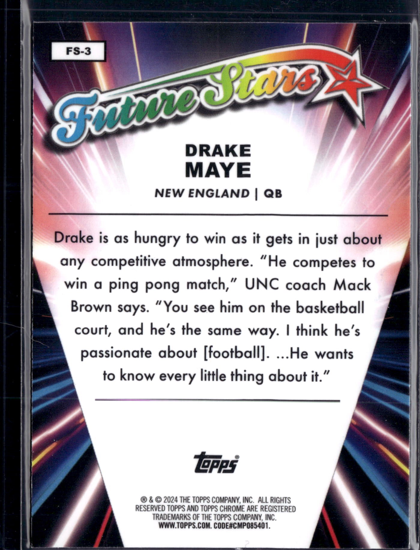 2024 2025 Topps Chrome Football Drake Maye #FS-3 RC