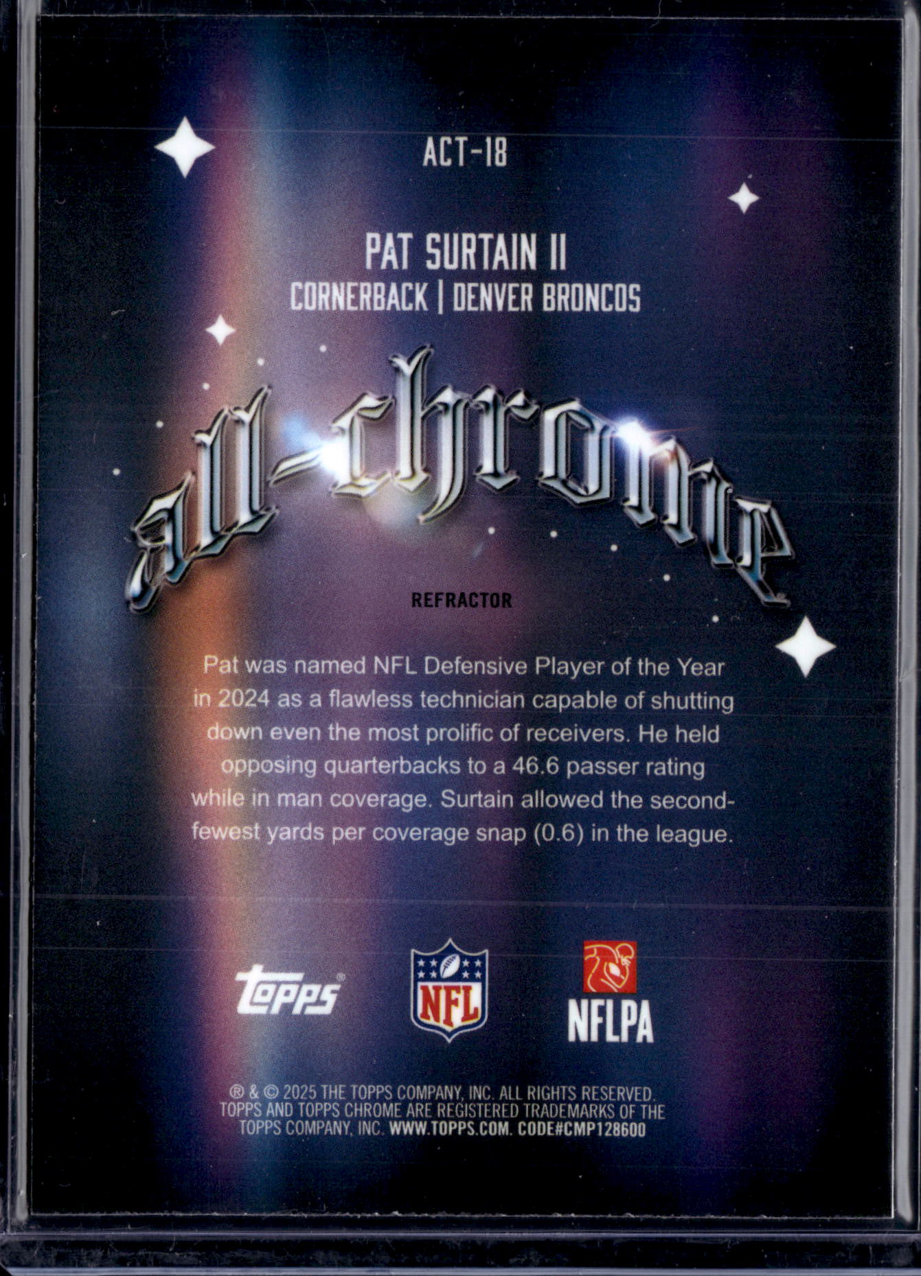 2025 Topps Chrome Football Pat Surtain II #ACT-18 Refractor
