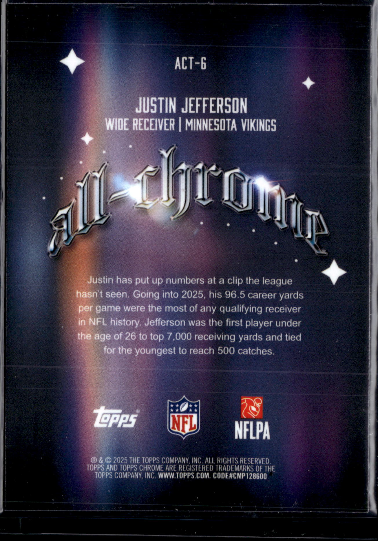 2025 Topps Chrome Football Justin Jefferson #ACT-6