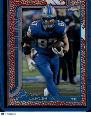 2025 Topps Chrome Football Sam LaPorta #100 Red Elephant Prizm