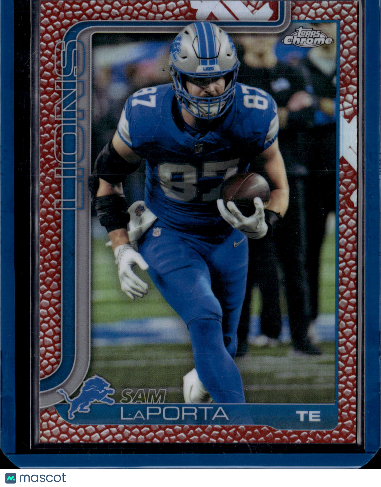 2025 Topps Chrome Football Sam LaPorta #100 Red Elephant Prizm